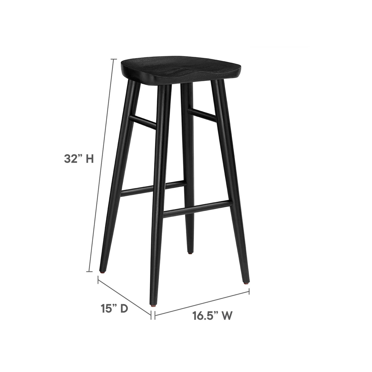 Saville Backless Wood Bar Stools - Set of 2 - view 23