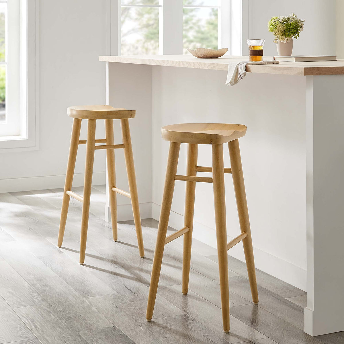 Saville Backless Wood Bar Stools - Set of 2 - view 30