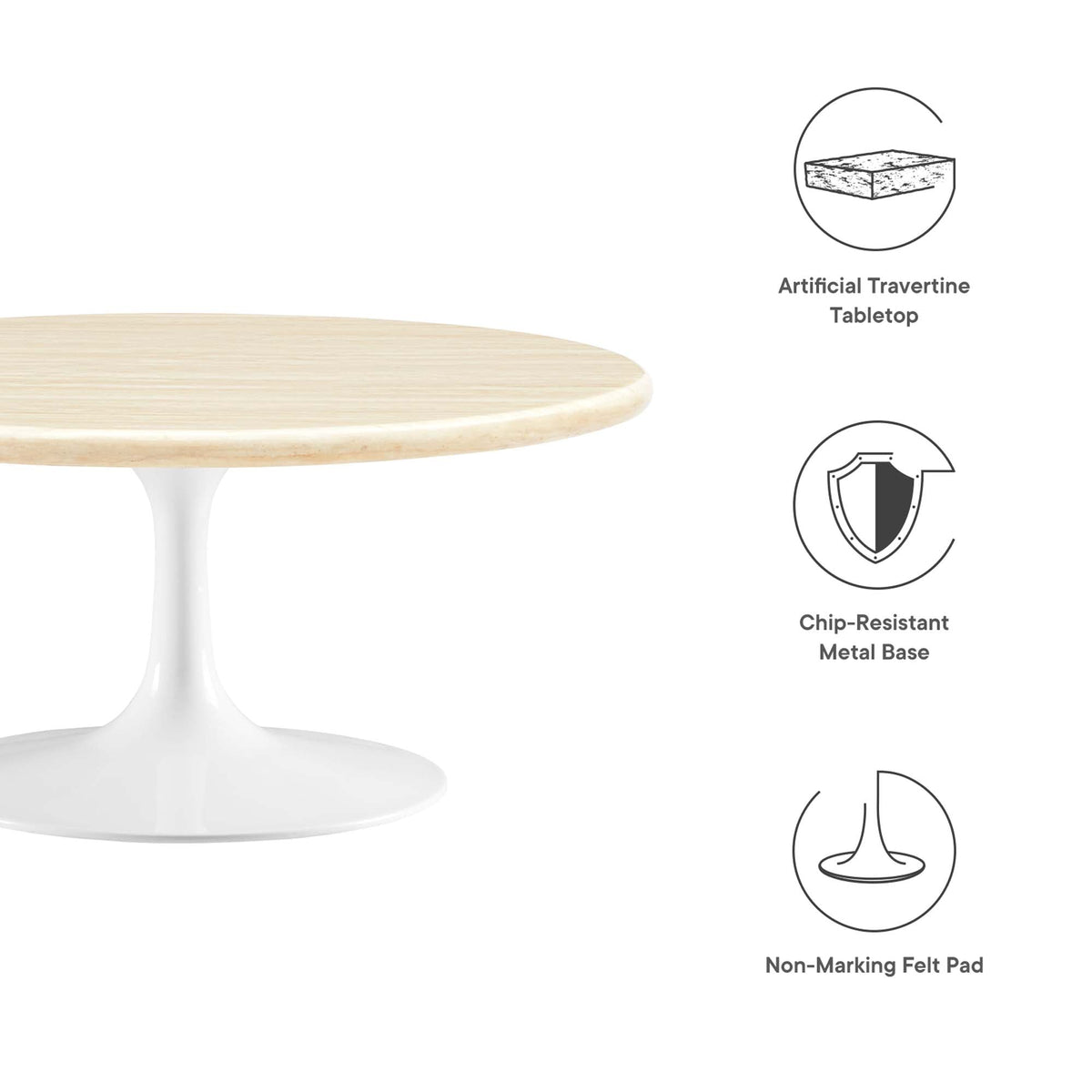 Lippa Round Artificial Travertine Coffee Table - view 10