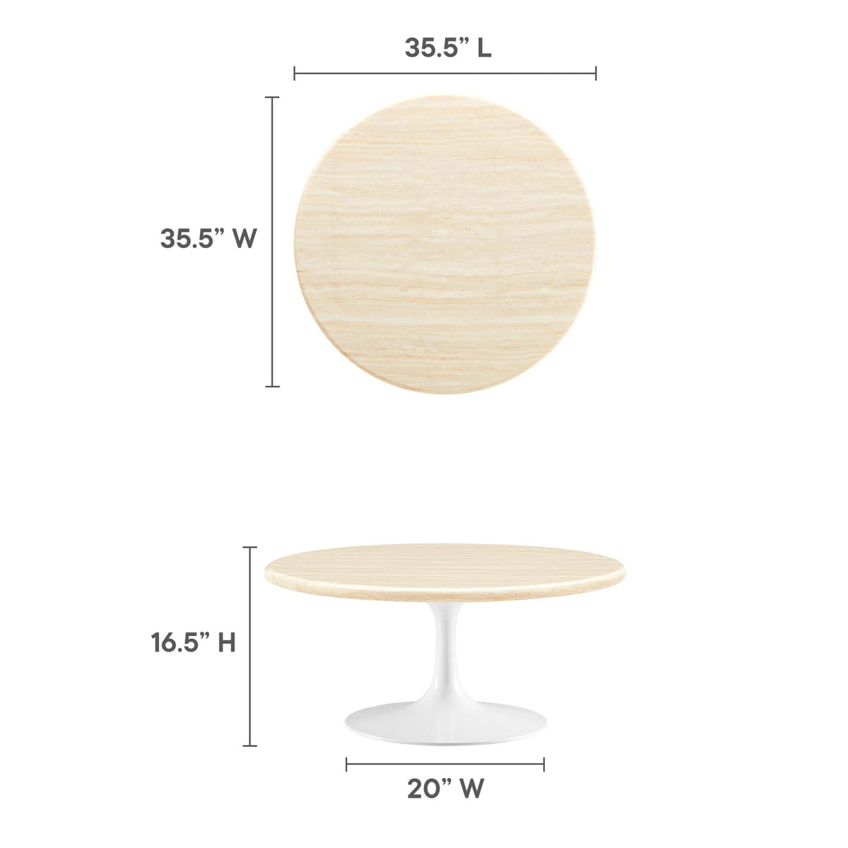 Lippa Round Artificial Travertine Coffee Table - view 13