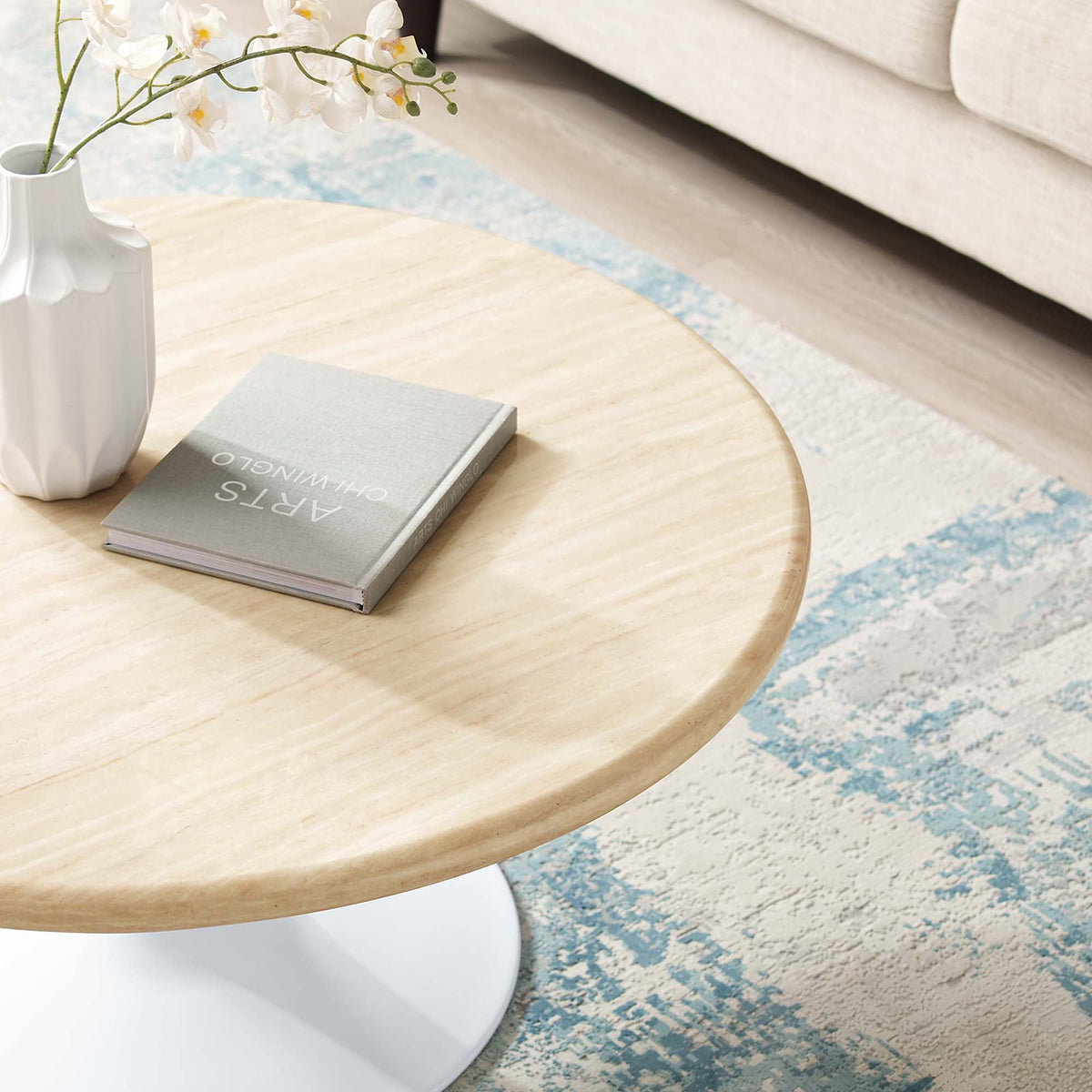 Lippa Round Artificial Travertine Coffee Table - view 19