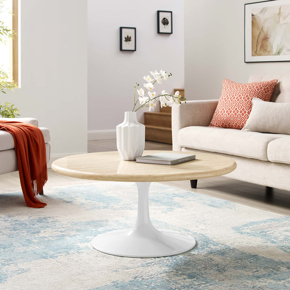 Lippa Round Artificial Travertine Coffee Table - view 22