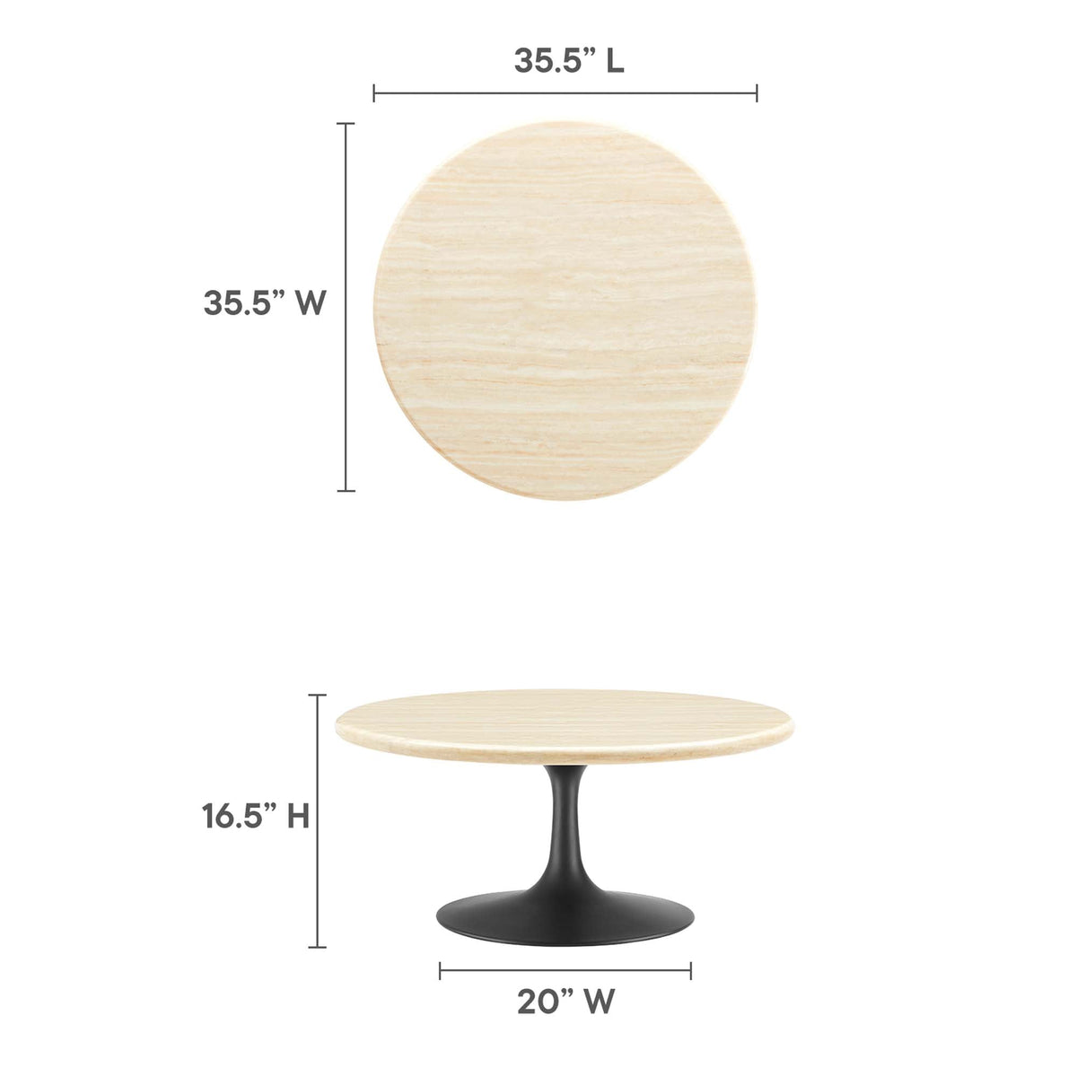 Lippa Round Artificial Travertine Coffee Table - view 14