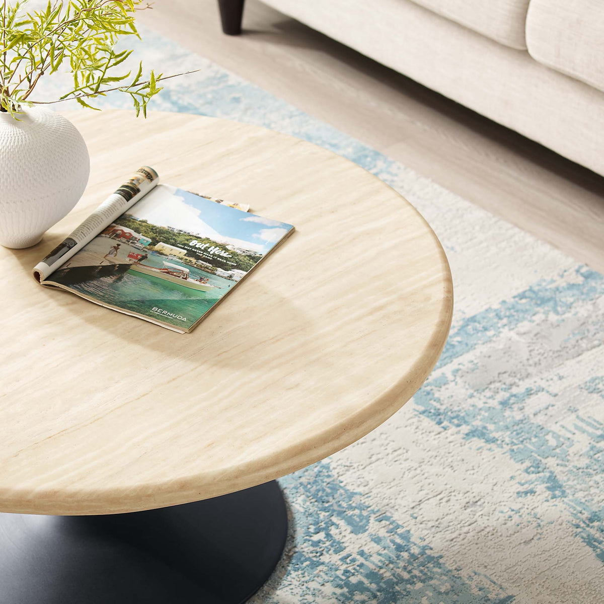 Lippa Round Artificial Travertine Coffee Table - view 20
