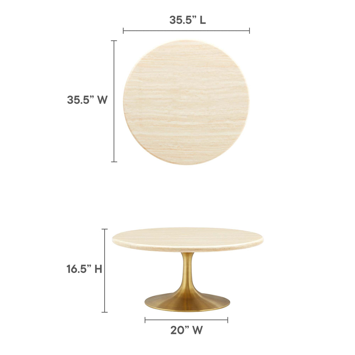 Lippa Round Artificial Travertine Coffee Table - view 15