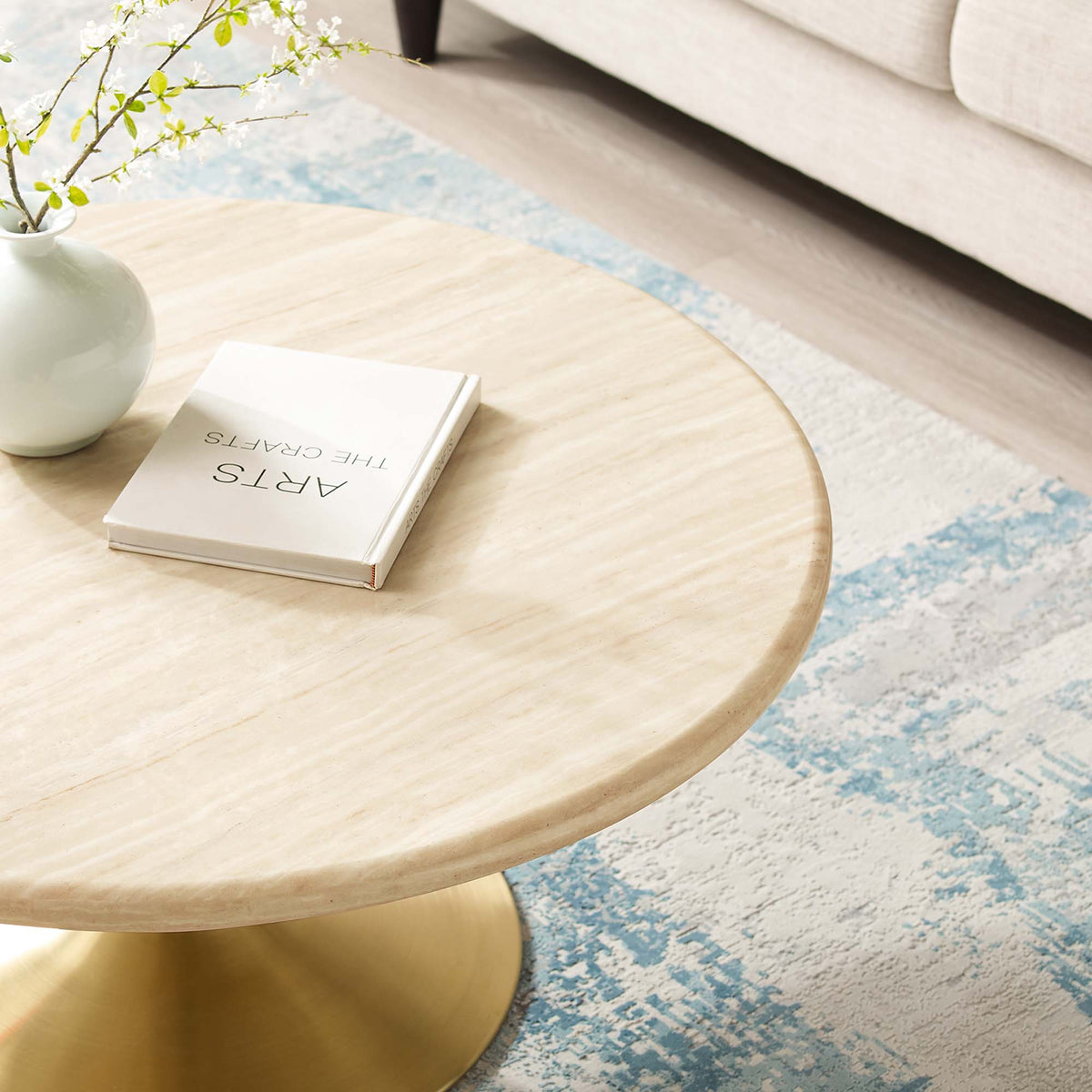 Lippa Round Artificial Travertine Coffee Table - view 21