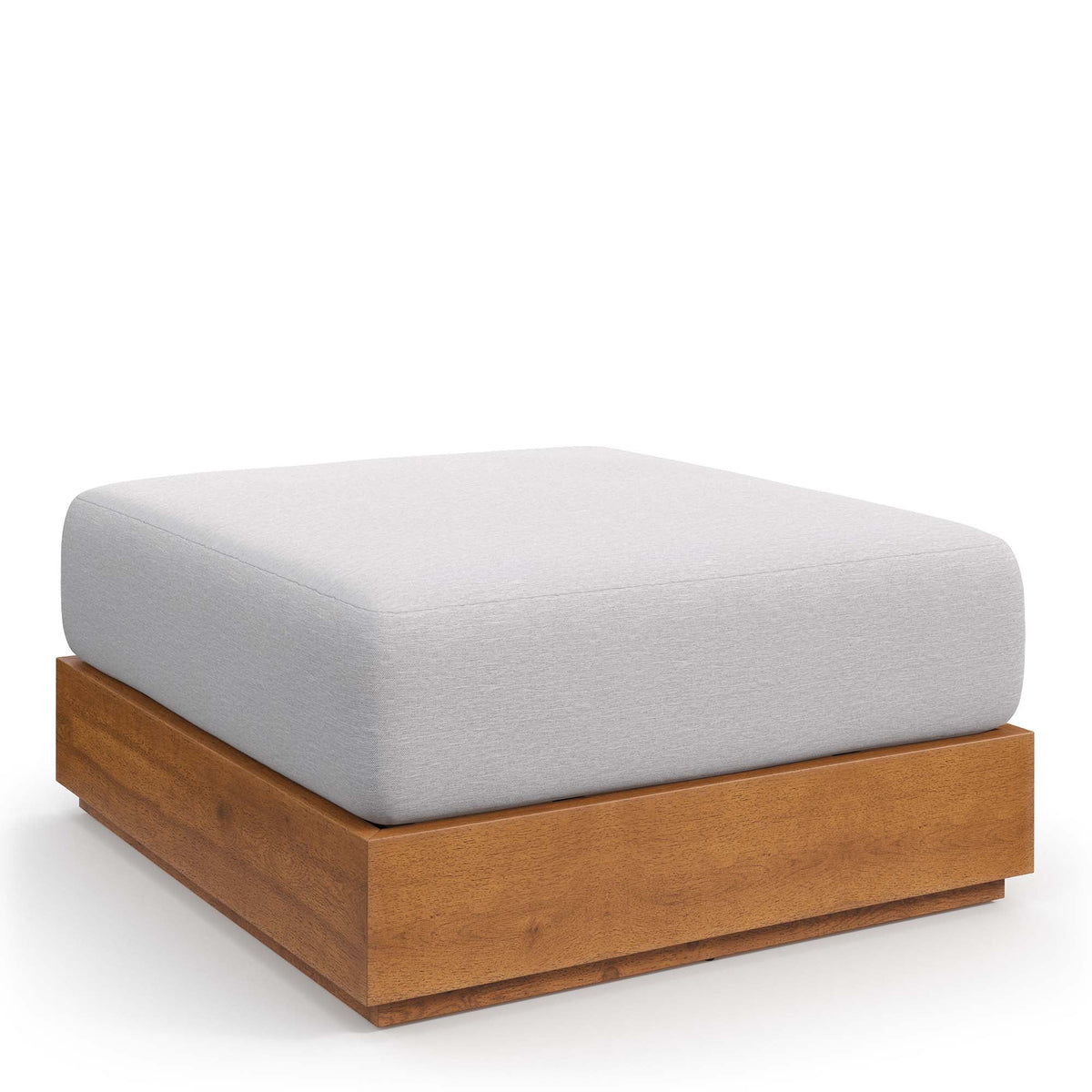 Tahoe Outdoor Patio Acacia Wood Ottoman, Natural Light Gray - view 1