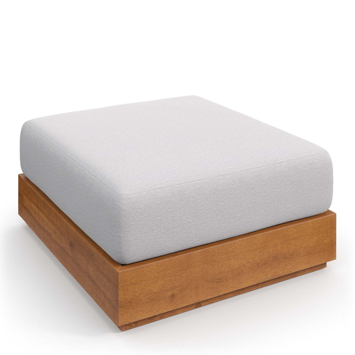 Tahoe Outdoor Patio Acacia Wood Ottoman, Natural Light Gray - view 3