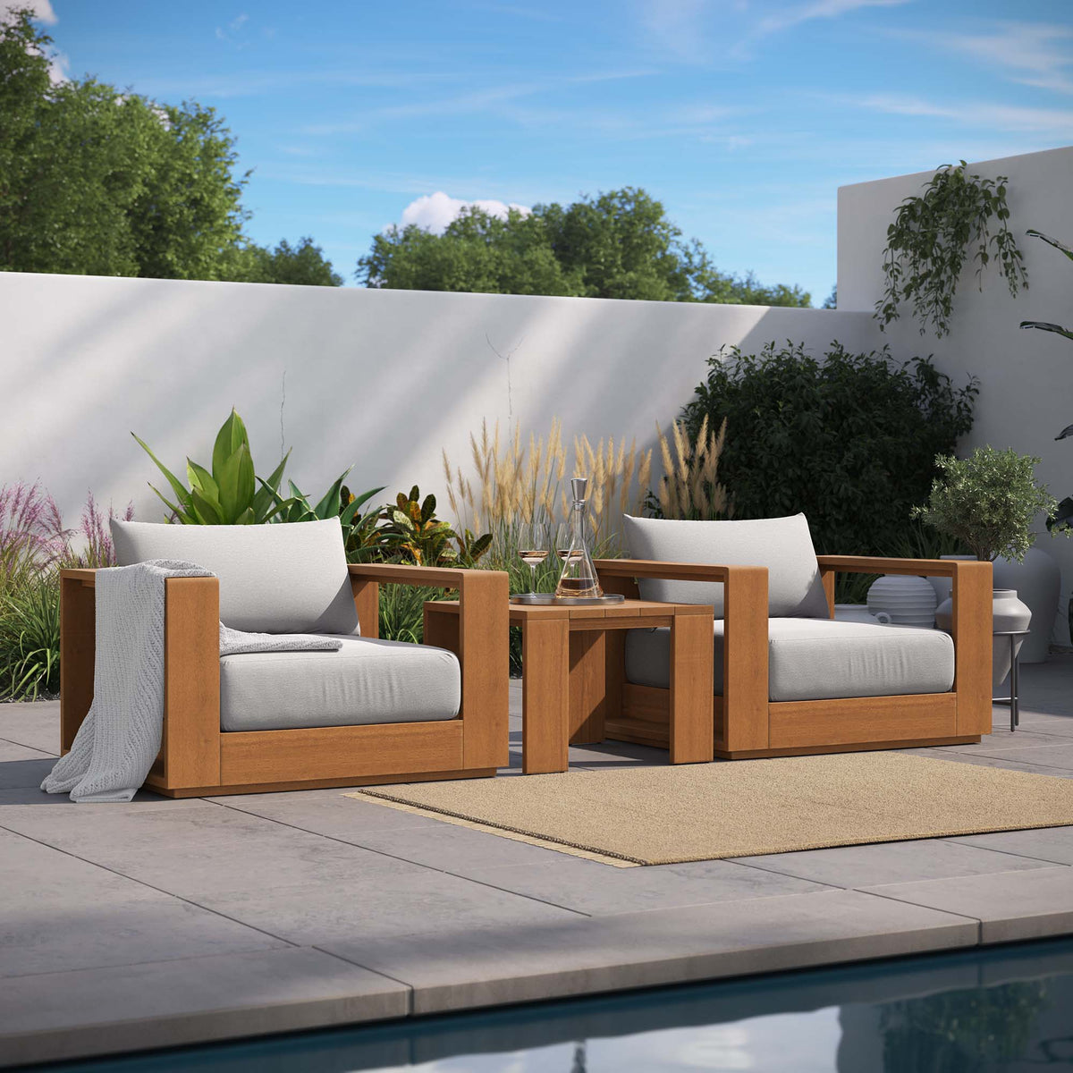 Tahoe 3-Piece Outdoor Patio Acacia Wood Furniture Set - view 12