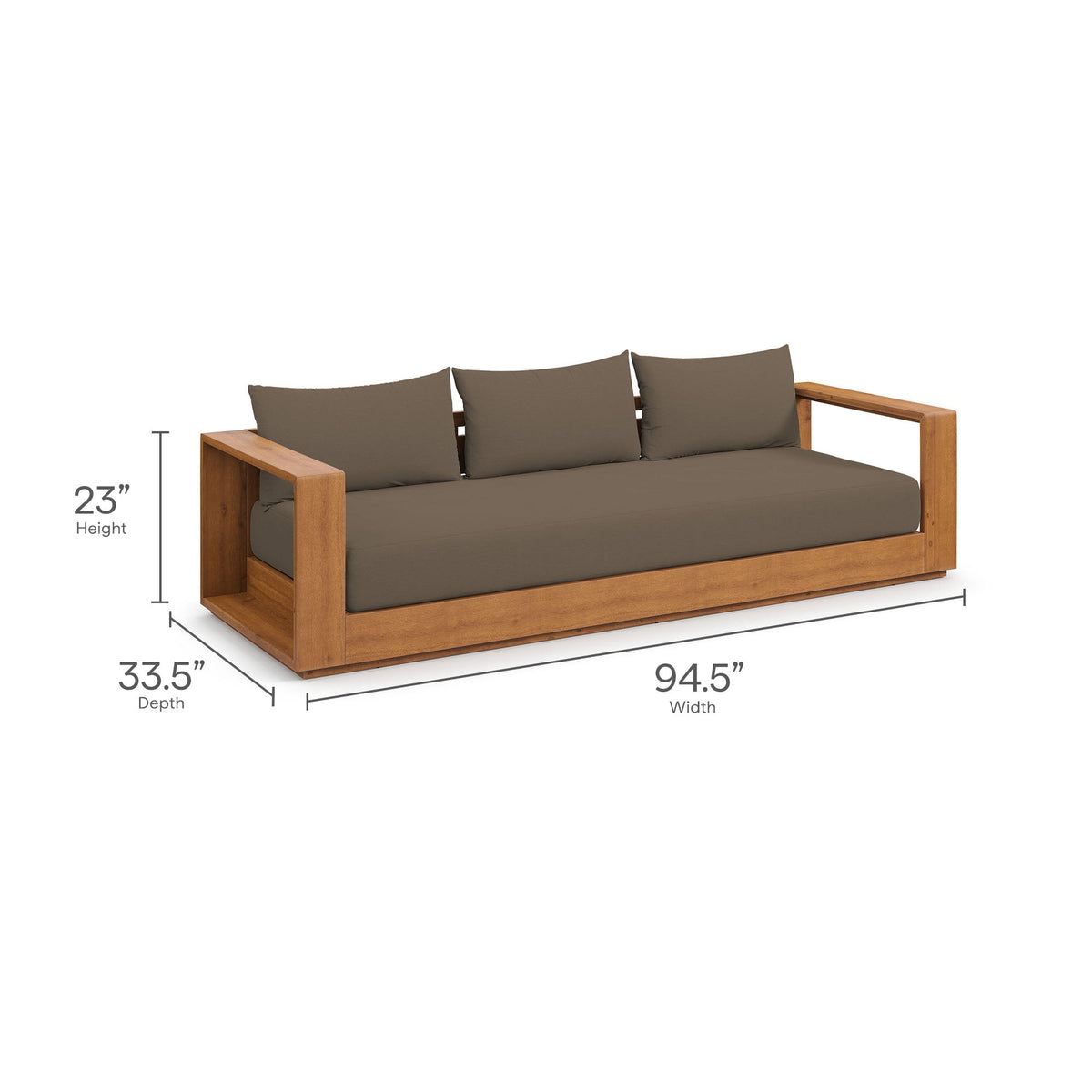 Tahoe 2-Piece Outdoor Patio Acacia Wood Sofa and Coffee Table Set