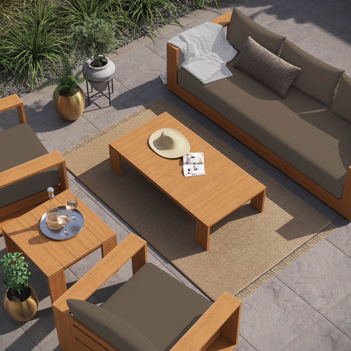 Tahoe 5-Piece Outdoor Patio Acacia Wood Furniture Set