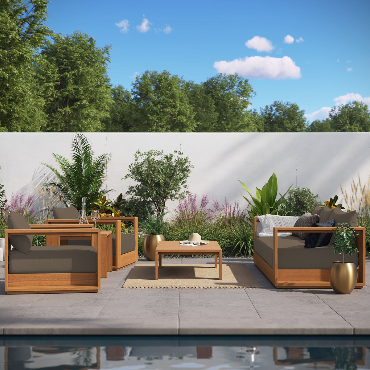 Tahoe 5-Piece Outdoor Patio Acacia Wood Furniture Set