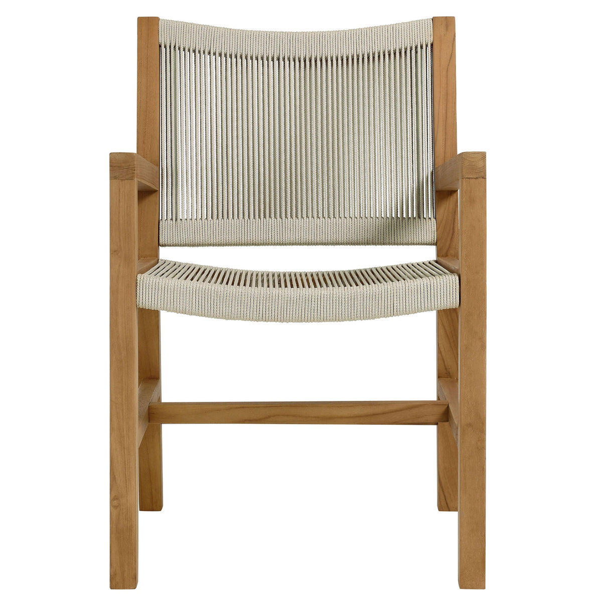 Vienna Outdoor Patio Teak and Rope Dining Armchairs Set of 2