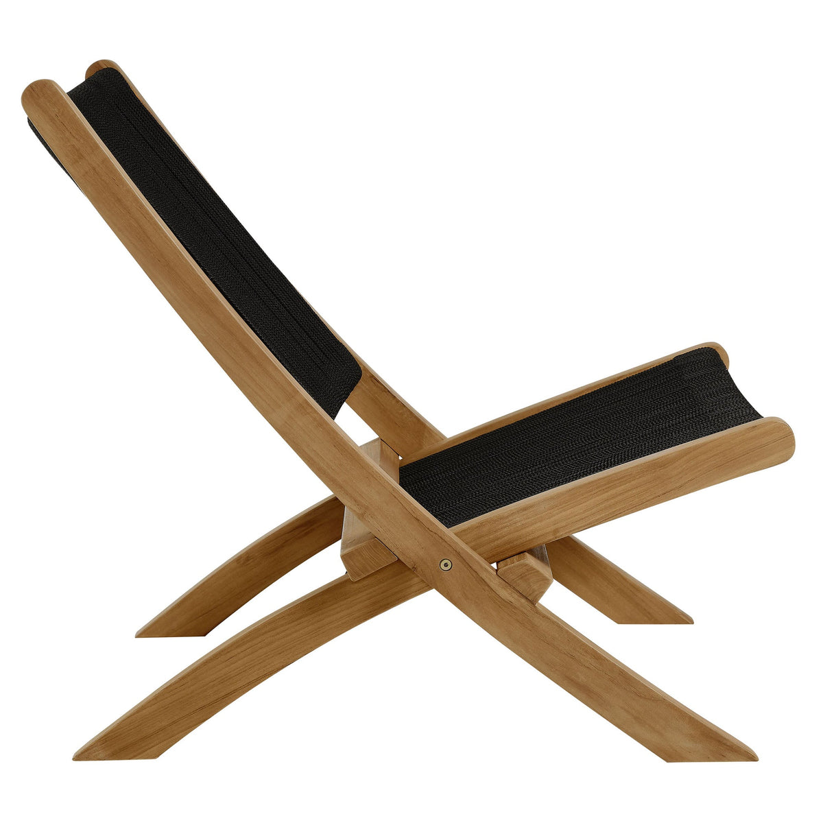 Vienna Outdoor Patio Teak and Rope Folding Accent Lounge Chair - view 4