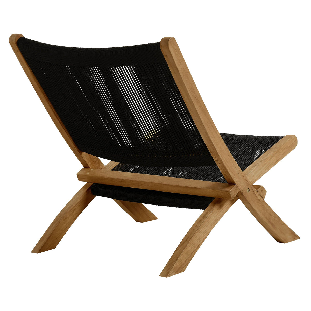 Vienna Outdoor Patio Teak and Rope Folding Accent Lounge Chair - view 6
