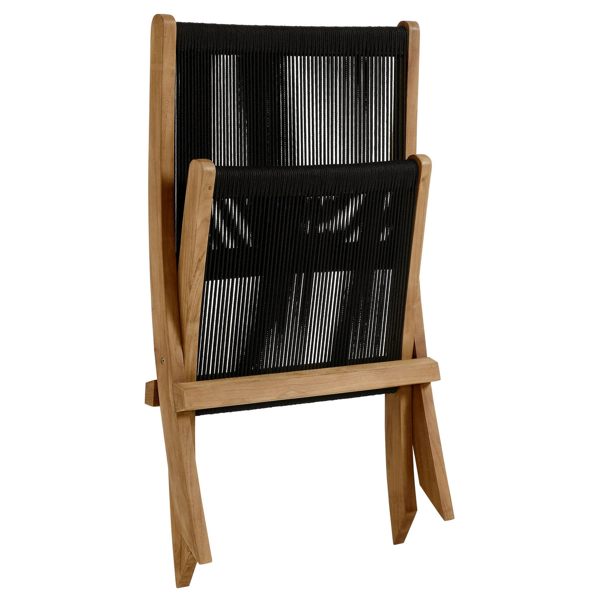 Vienna Outdoor Patio Teak and Rope Folding Accent Lounge Chair - view 10