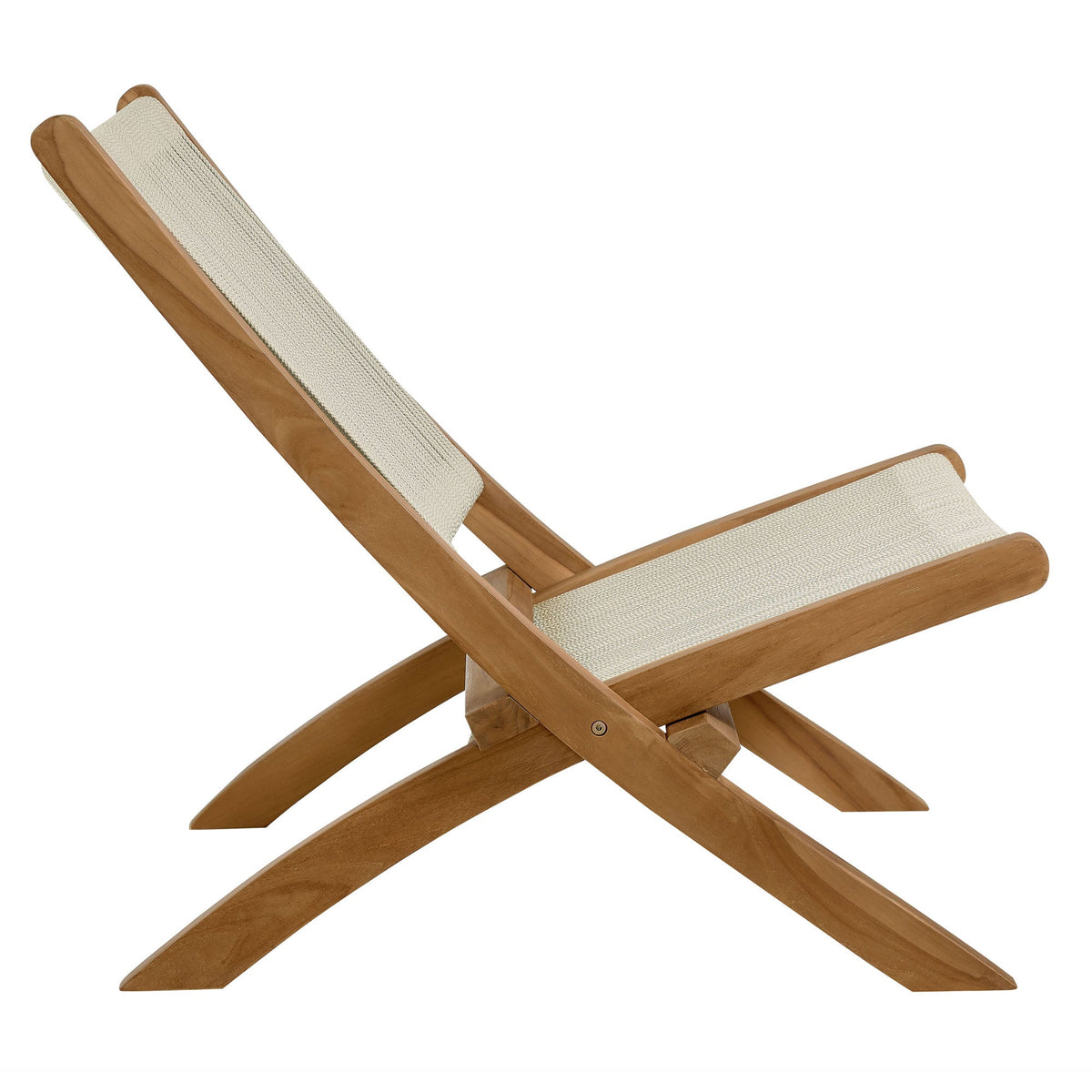 Vienna Outdoor Patio Teak and Rope Folding Accent Lounge Chair - view 3