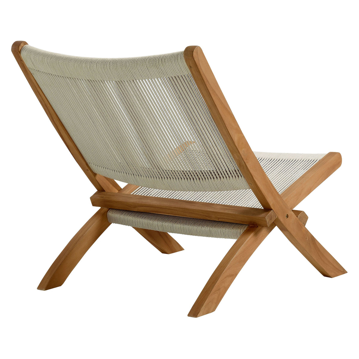 Vienna Outdoor Patio Teak and Rope Folding Accent Lounge Chair - view 5