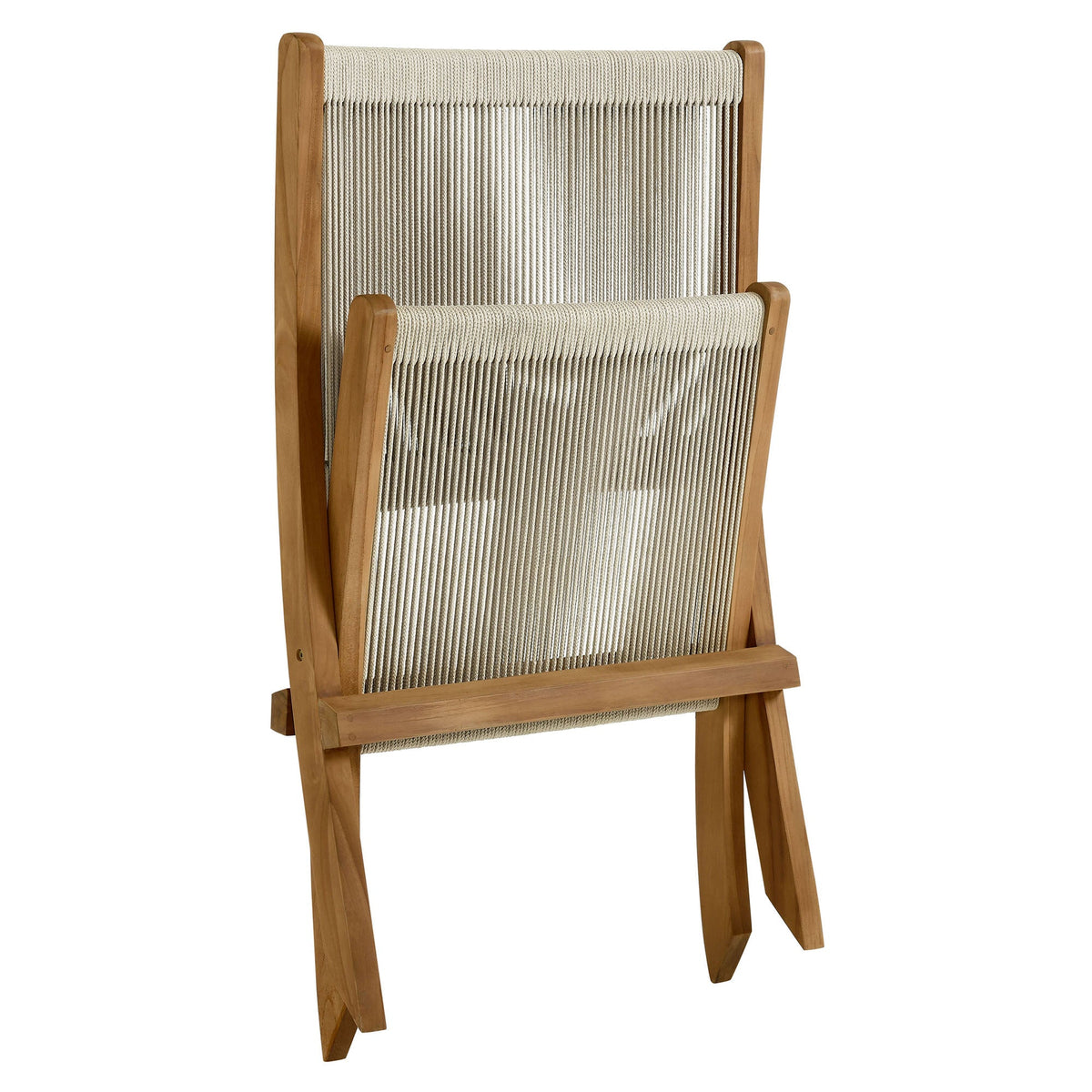 Vienna Outdoor Patio Teak and Rope Folding Accent Lounge Chair - view 9