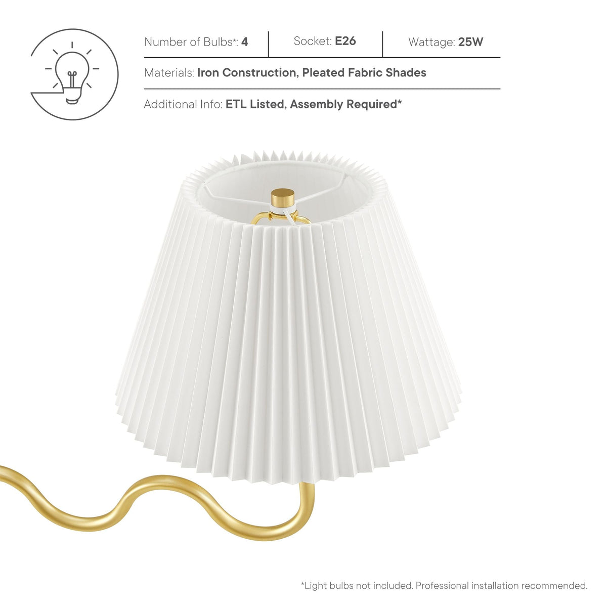 Wave Squiggle 4-Arm Pendant Light - view 18