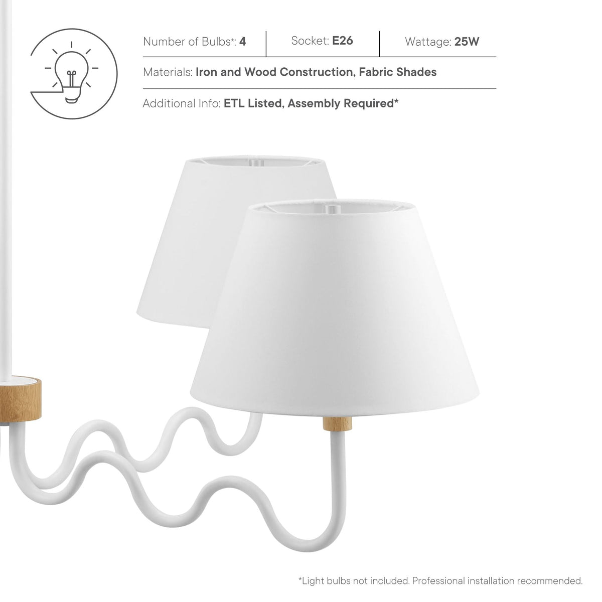 Sunlit Squiggle 4-Arm Pendant Light - view 15