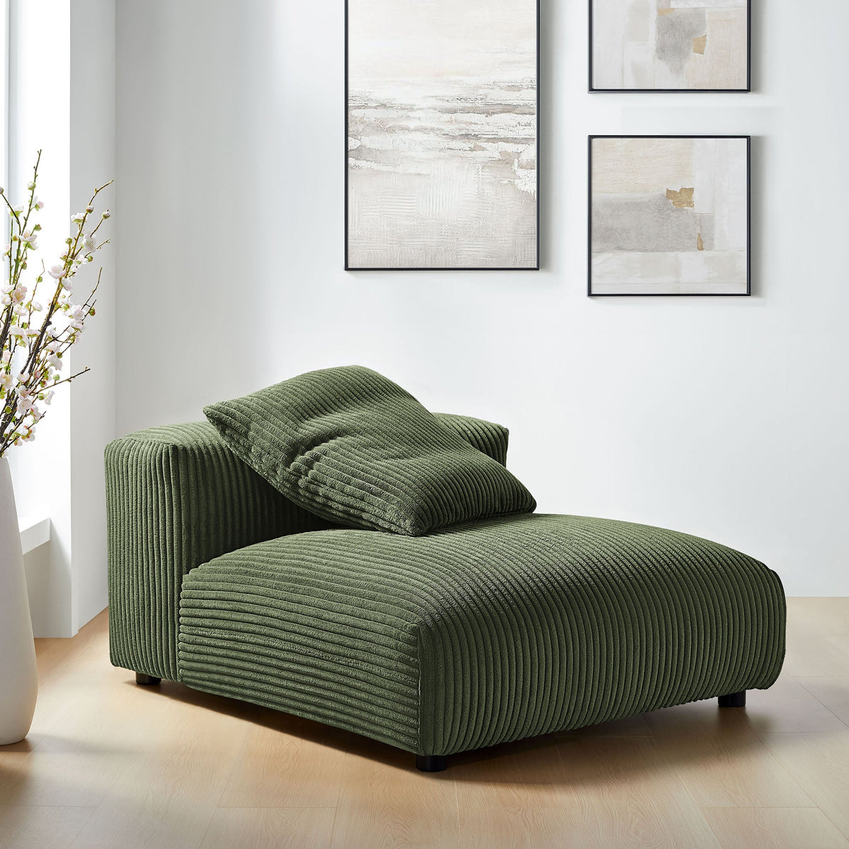 Solace  Modular Corduroy Upholstered Armless Chair