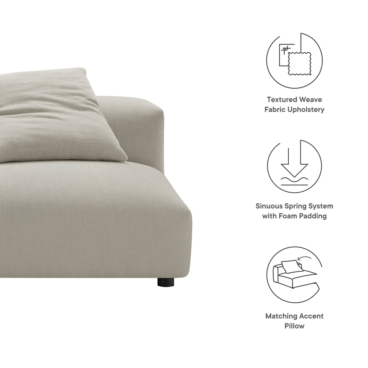 Solace  Modular Upholstered Fabric Armless Chair