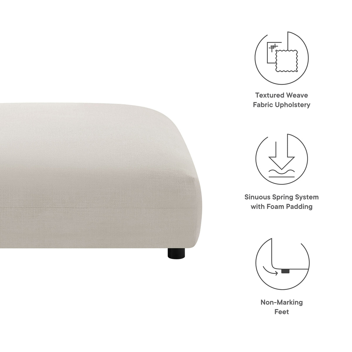 Solace Modular Upholstered Fabric Ottoman