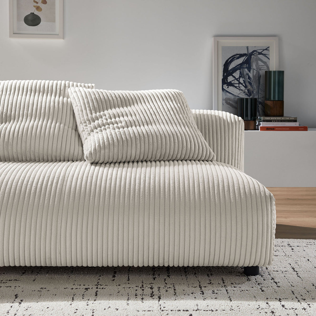 Solace  Modular Corduroy Upholstered Armless Loveseat