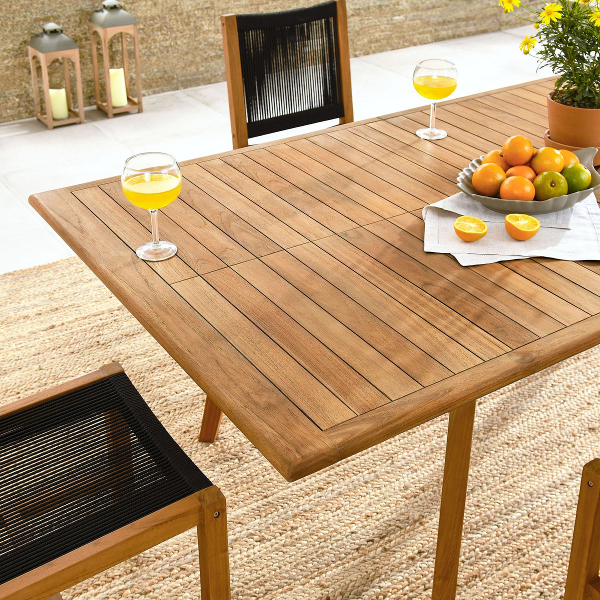 Vienna 7-Piece Outdoor Patio Teak and Rope Dining Set with Armless Chairs - view 4