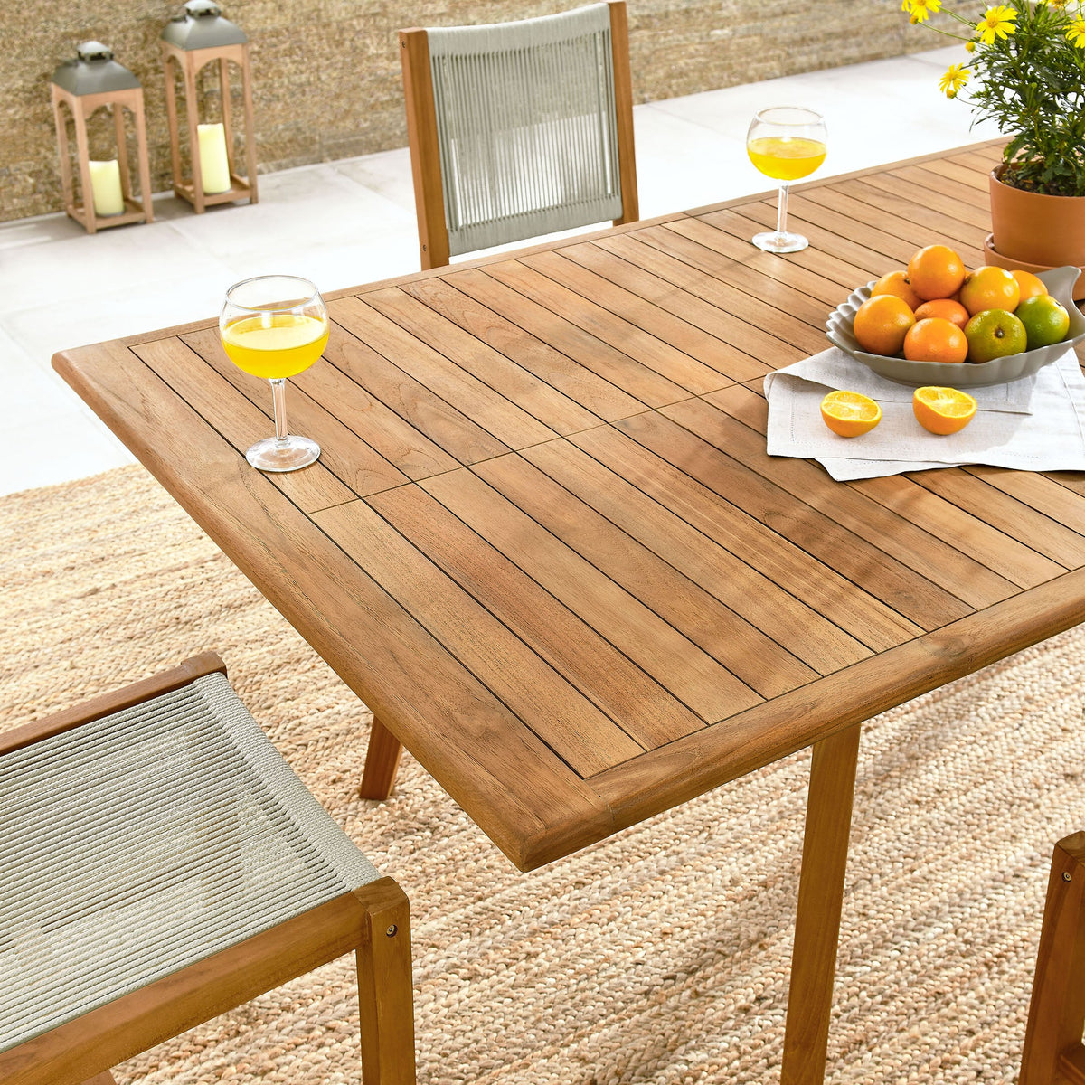Vienna 7-Piece Outdoor Patio Teak and Rope Dining Set with Armless Chairs - view 3