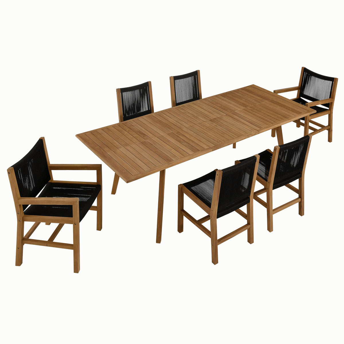 Vienna 7-Piece Outdoor Patio Teak and Rope Dining Set