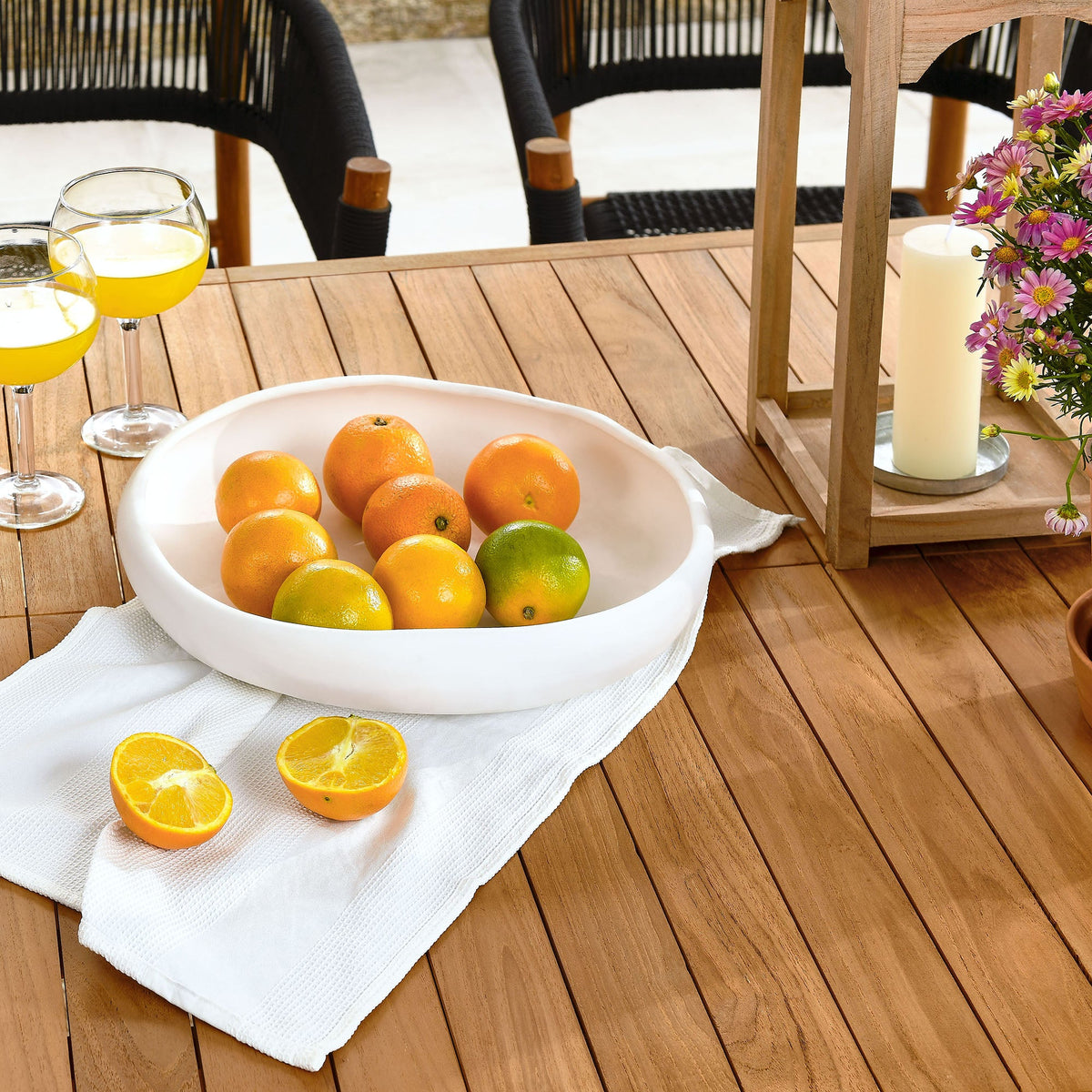 Vienna 7-Piece Outdoor Patio Teak and Rope Dining Set with Curved-Back Armchairs - view 4