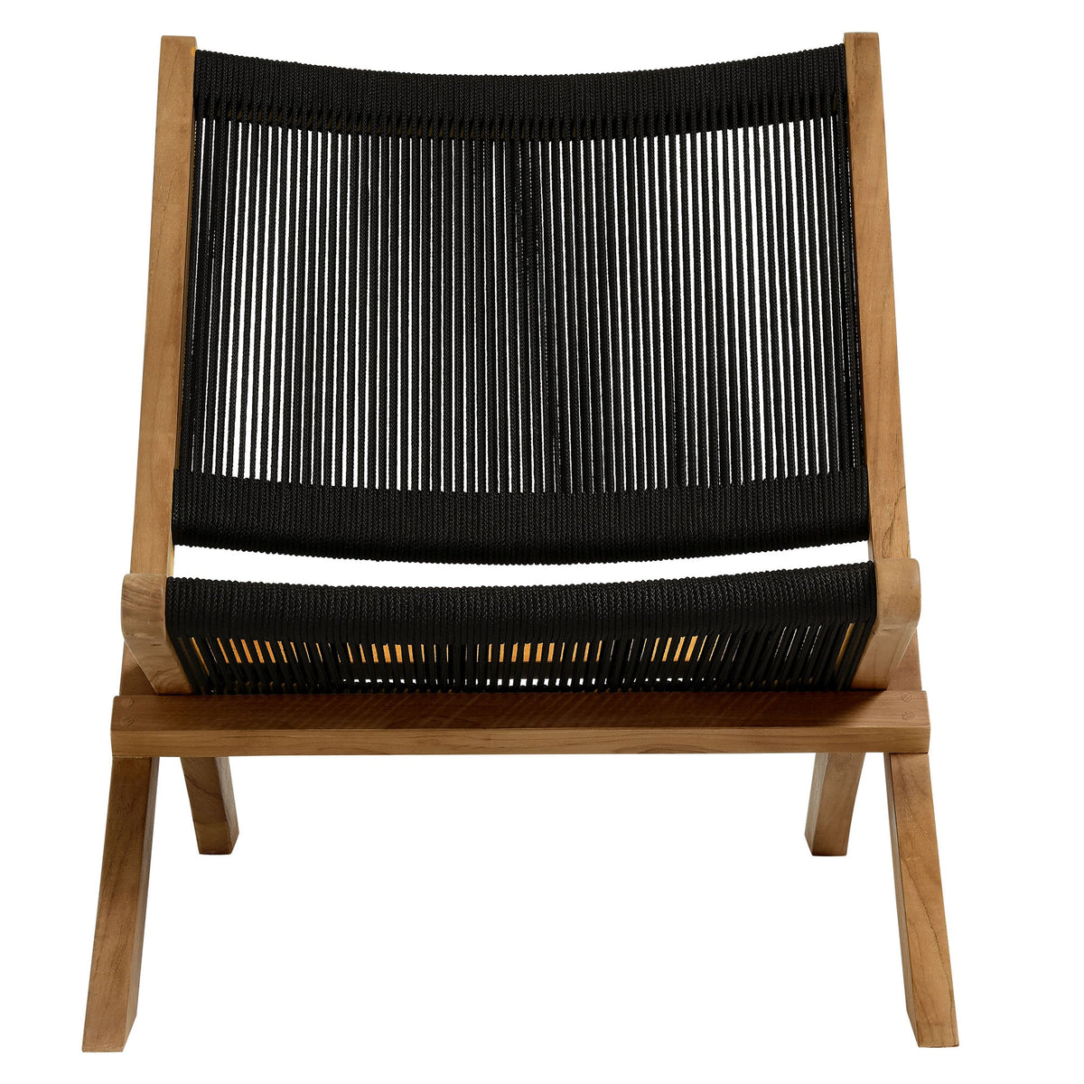 Vienna 2-Piece Outdoor Patio Teak and Rope Folding Accent Lounge Chair and Ottoman Set