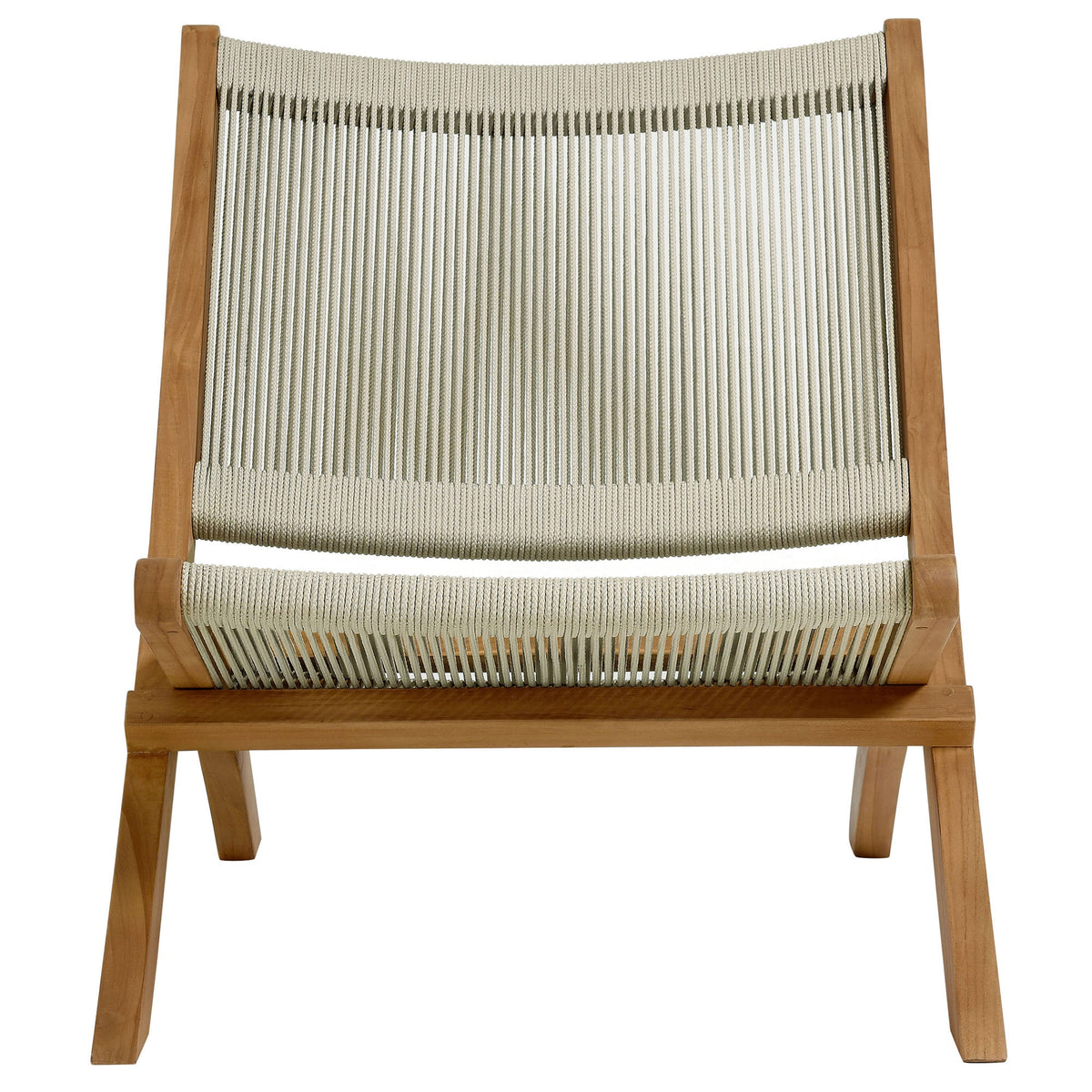 Vienna 2-Piece Outdoor Patio Teak and Rope Folding Accent Lounge Chair and Ottoman Set