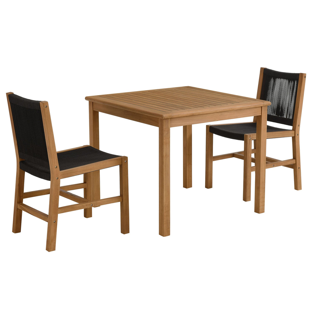 Vienna 3-Piece Outdoor Patio Teak and Rope Dining Set with Armless Chiars - view 2