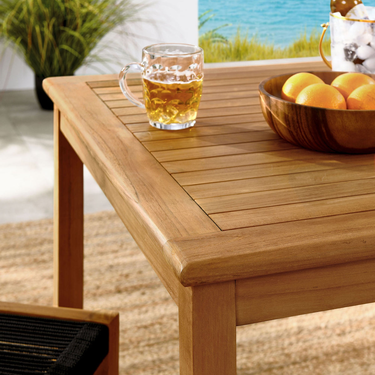 Vienna 3-Piece Outdoor Patio Teak and Rope Dining Set with Armless Chiars - view 4