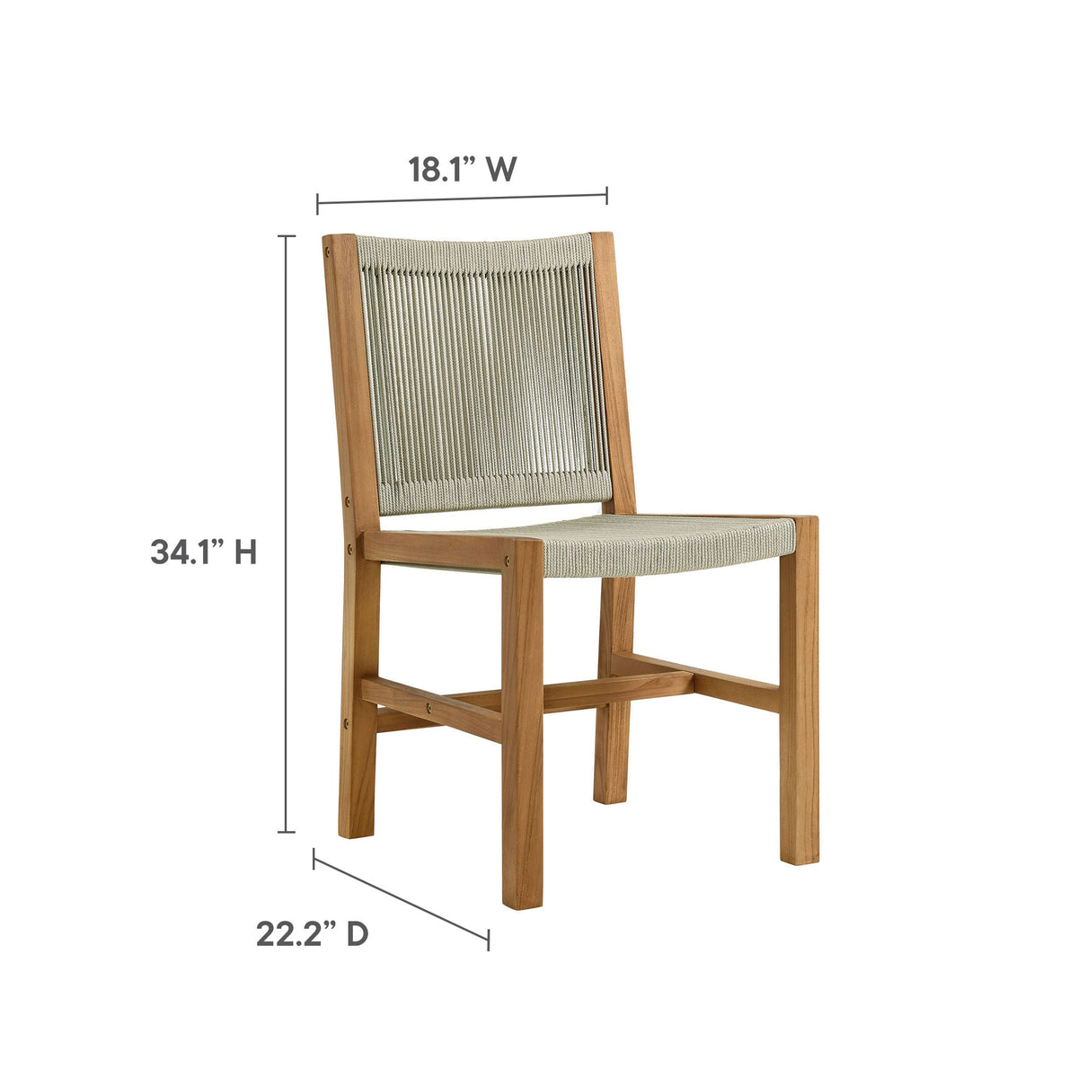 Vienna 3-Piece Outdoor Patio Teak and Rope Dining Set with Armless Chiars - view 9