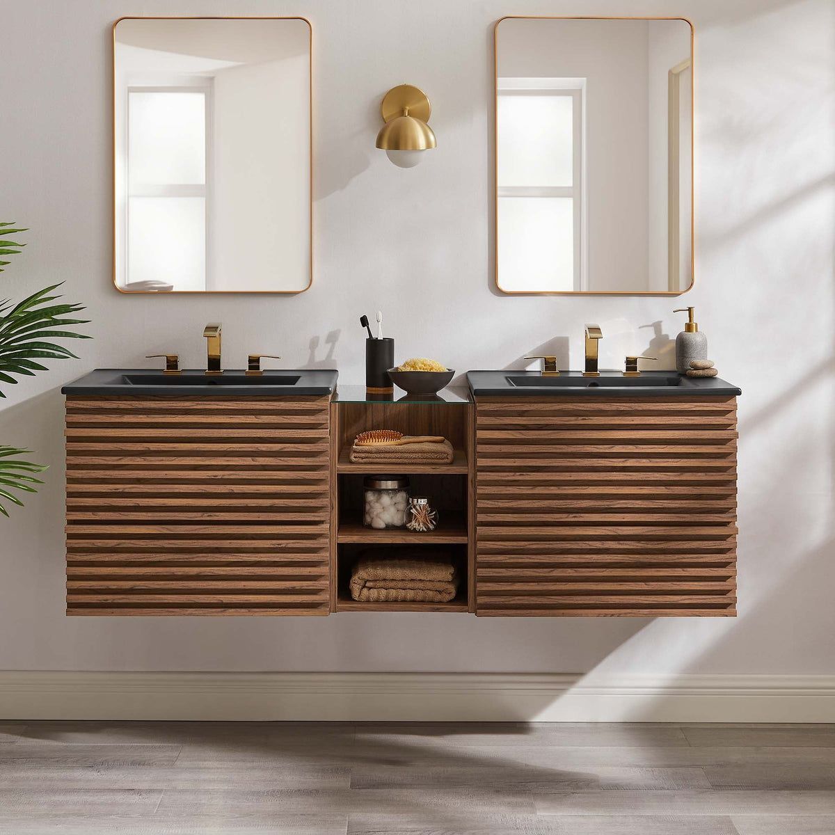 Render Wall-Mount Bathroom Vanity with Black Basin Included