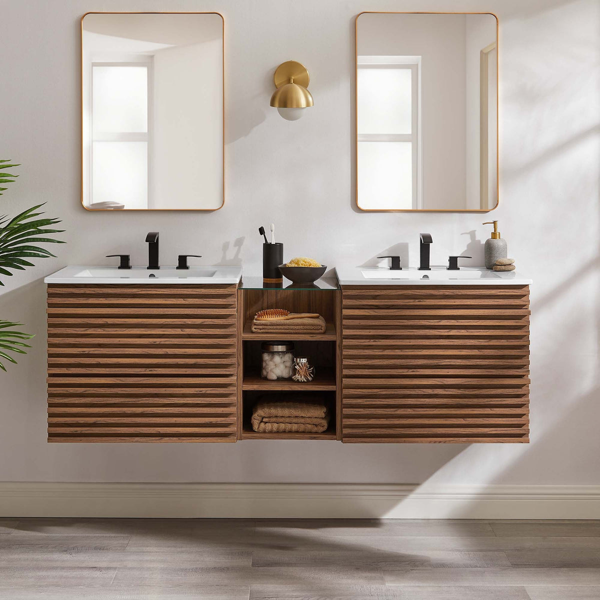 Render Wall-Mount Bathroom Vanity with Black Basin Included