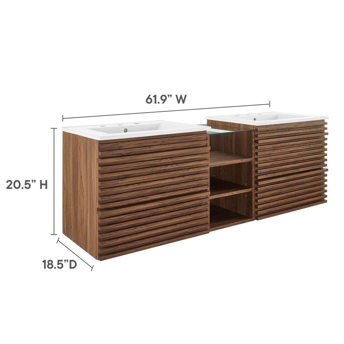 Render Wall-Mount Bathroom Vanity with Black Basin Included