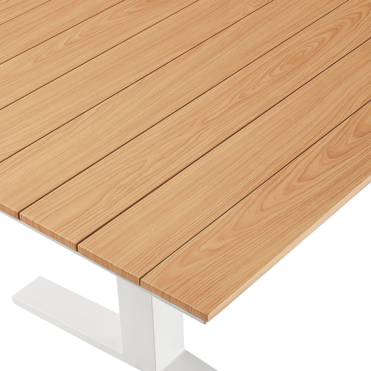 Gavelston 91" Outdoor Patio Aluminum Dining Table, Natural White - view 4