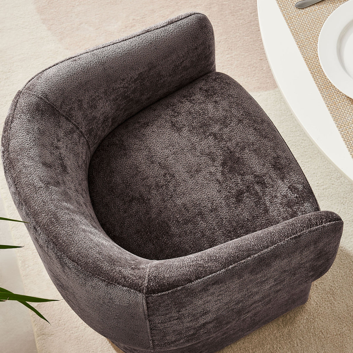 Verity Barrel Back Chenille Dining Armchair