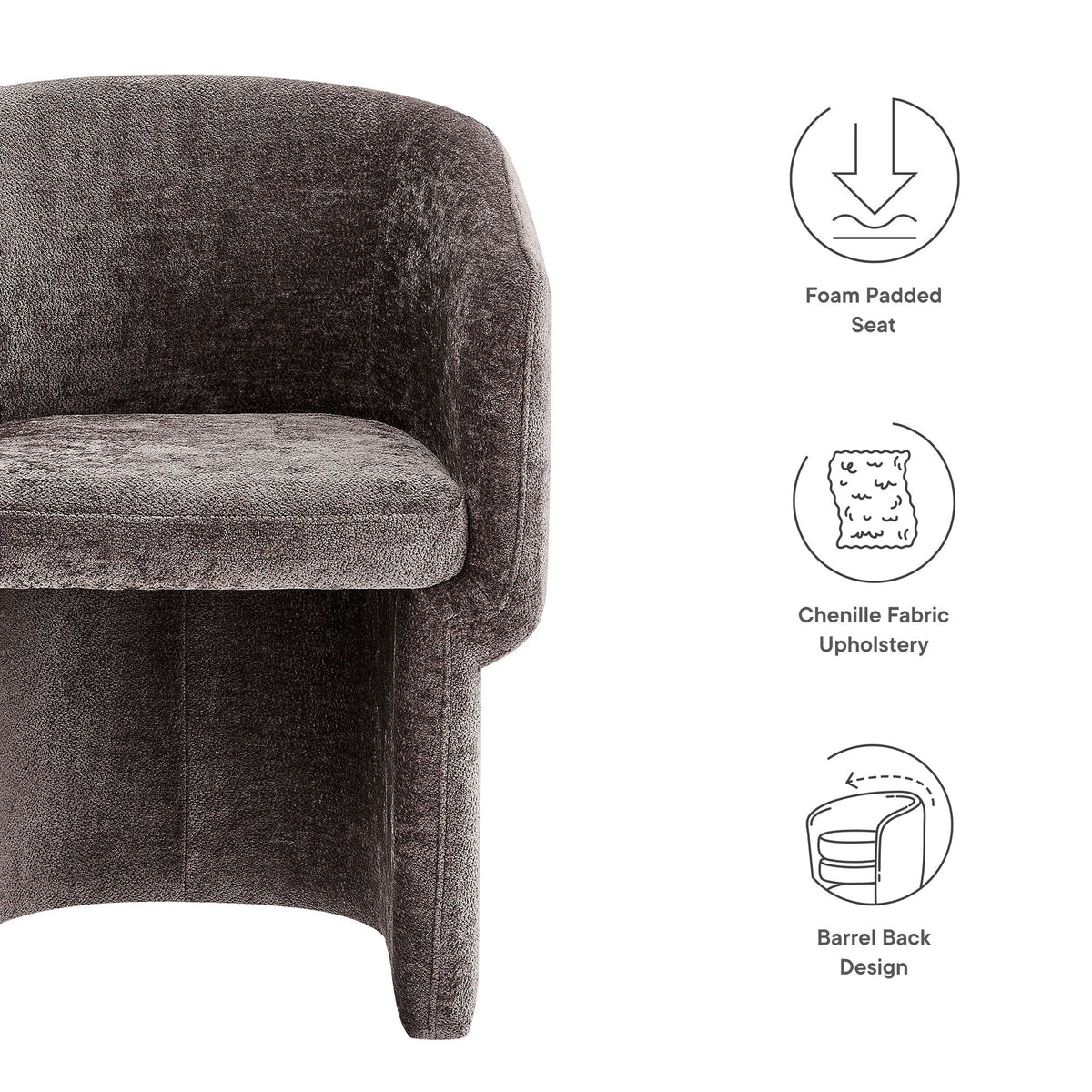 Verity Barrel Back Chenille Dining Armchair
