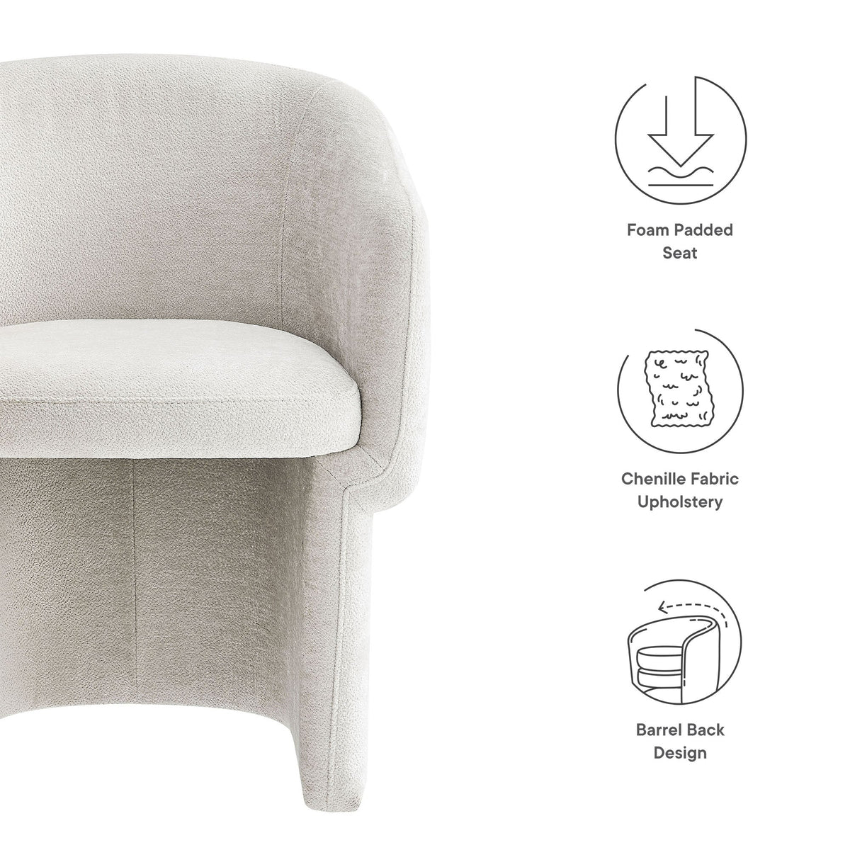Verity Barrel Back Chenille Dining Armchair
