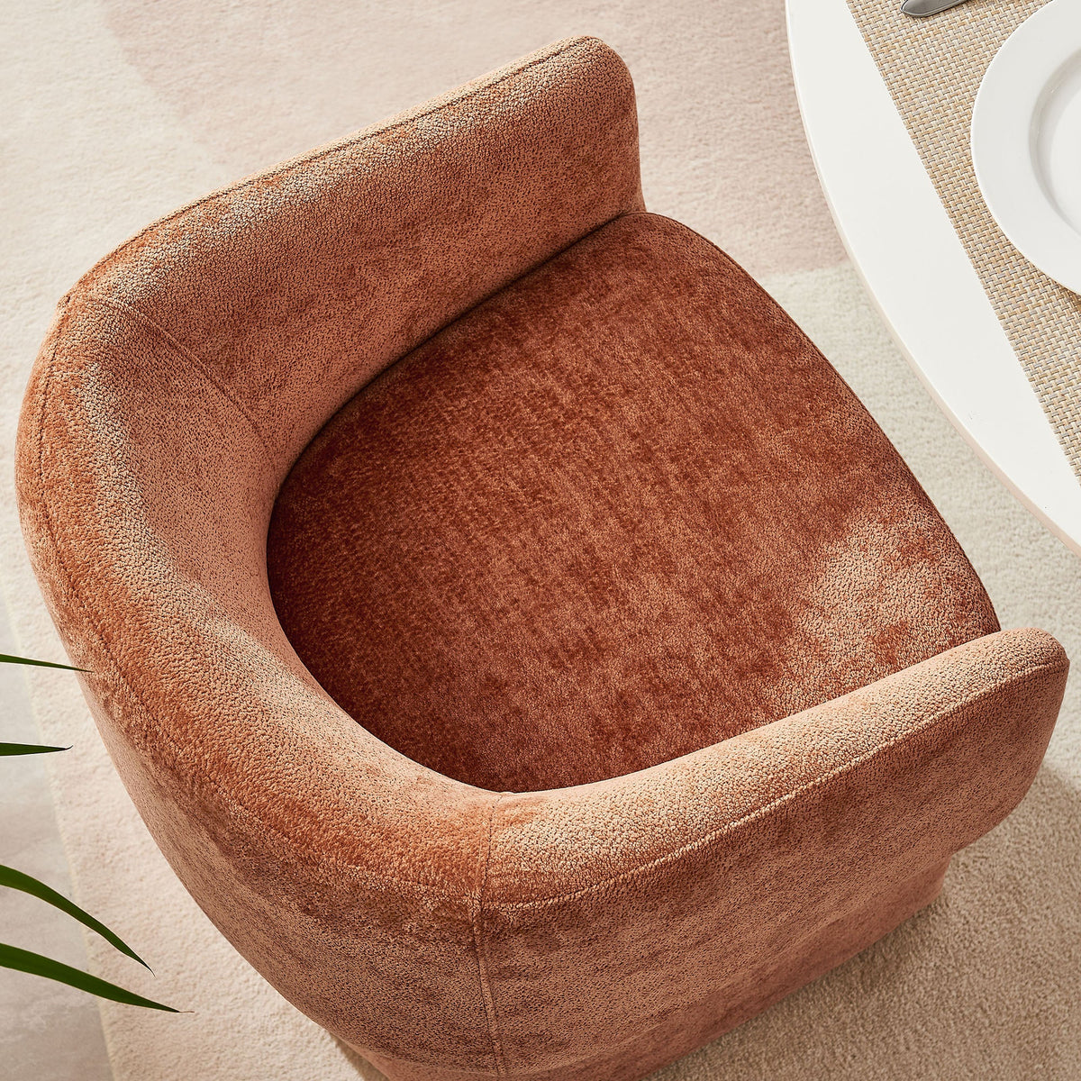 Verity Barrel Back Chenille Dining Armchair
