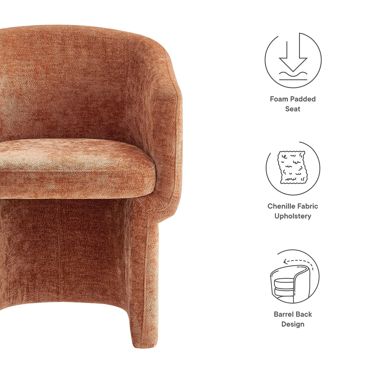 Verity Barrel Back Chenille Dining Armchair