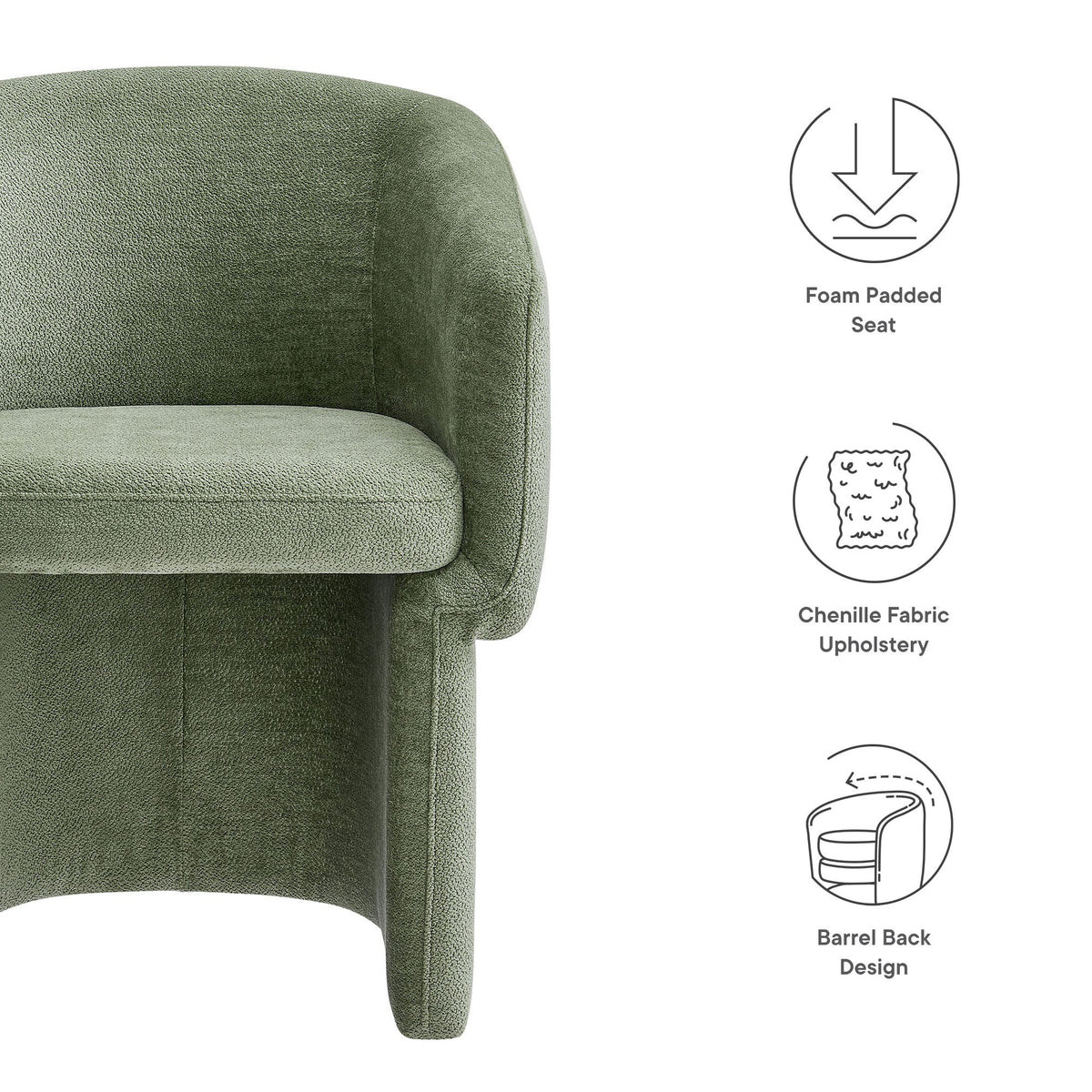 Verity Barrel Back Chenille Dining Armchair