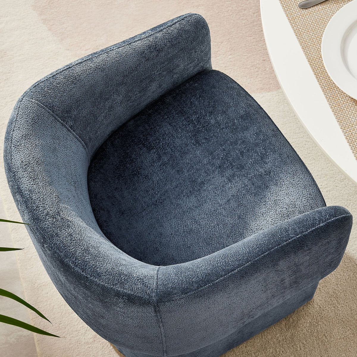 Verity Barrel Back Chenille Dining Armchair