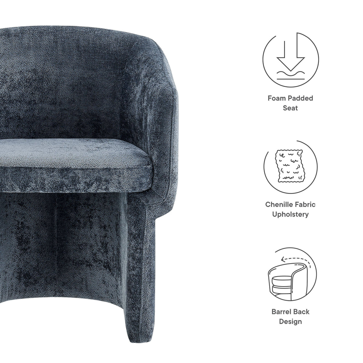 Verity Barrel Back Chenille Dining Armchair